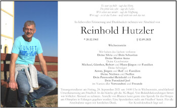 Anzeige von Reinhold Hutzler von MGO