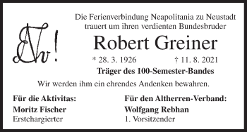 Anzeige von Robert Greiner von MGO