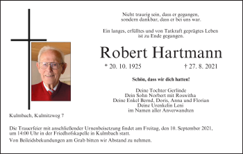 Anzeige von Robert Hartmann von MGO