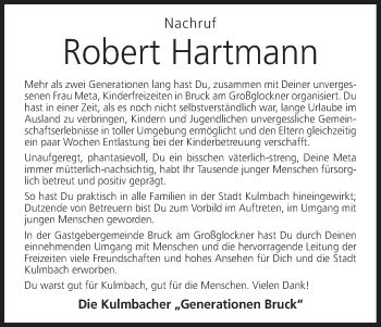 Anzeige von Robert Hartmann von MGO