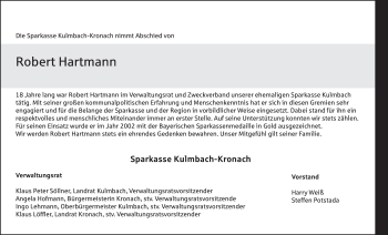 Anzeige von Robert Hartmann von MGO