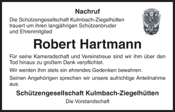 Anzeige von Robert Hartmann von MGO