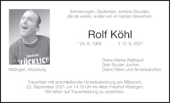 Anzeige von Rolf Köhl von MGO