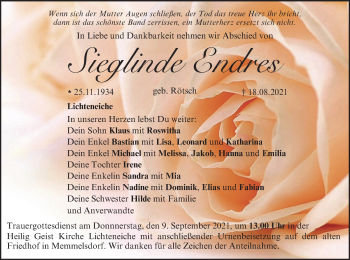 Anzeige von Sieglinde Endres von MGO