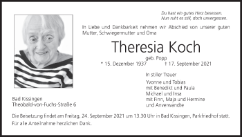 Anzeige von Theresia Koch von MGO