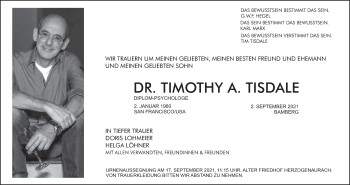 Anzeige von Timothy A. Tisdale von MGO