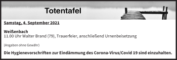 Anzeige von Totentafel vom 04.09.2021 von MGO