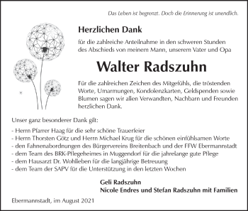 Anzeige von Walter Radszuhn von MGO
