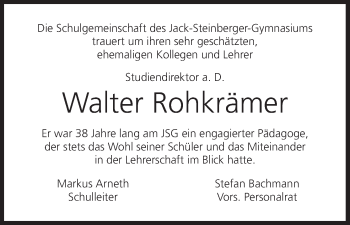 Anzeige von Walter Rohkrämer von MGO