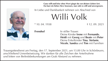 Anzeige von Willi Volk von MGO