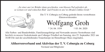Anzeige von Wolfgang Groh von MGO