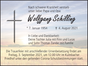 Anzeige von Wolfgang Schilling von MGO