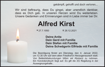 Anzeige von Alfred Kirst von MGO