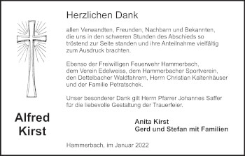 Anzeige von Alfred Kirst von MGO