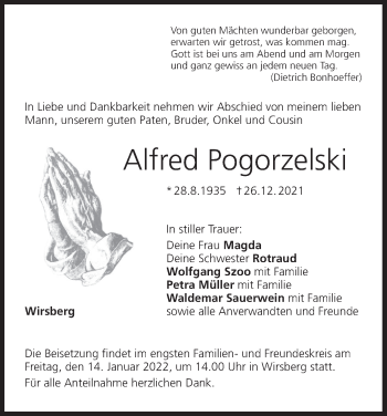 Anzeige von Alfred Pogorzelski von MGO