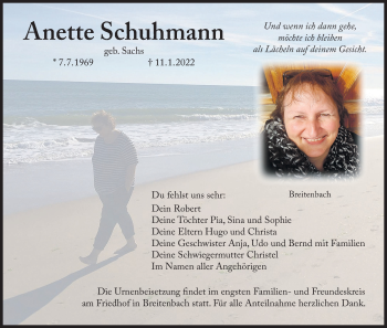 Anzeige von Anette Schuhmann von MGO