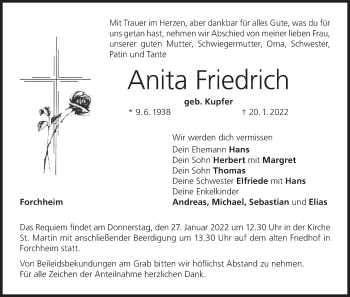 Anzeige von Anita Friedrich von MGO