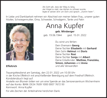 Anzeige von Anna Kupfer von MGO