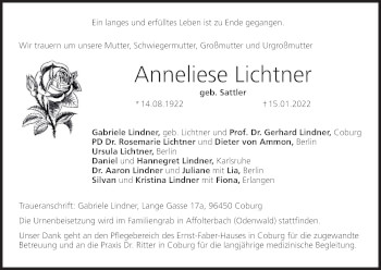 Anzeige von Anneliese Lichtner von MGO