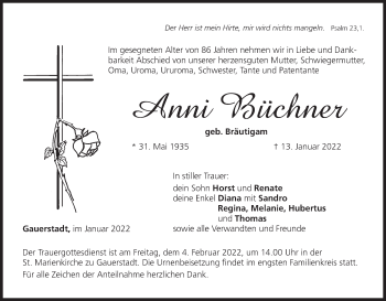 Anzeige von Anni Büchner von MGO