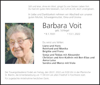 Anzeige von Barbara Voit von MGO