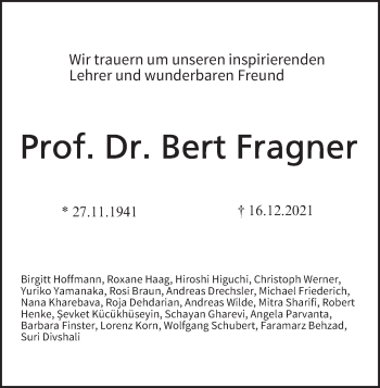 Anzeige von Bert Fragner von MGO