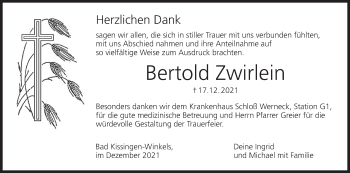 Anzeige von Bertold Zwirlein von MGO