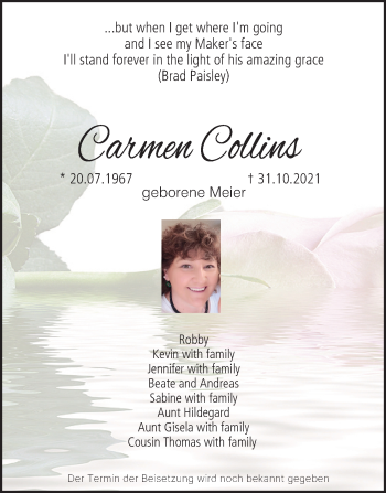 Anzeige von Carmen Collins von MGO