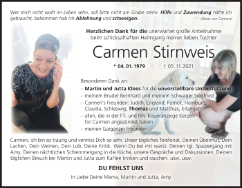 Anzeige von Carmen Stirnweis von MGO