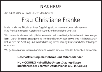 Anzeige von Christiane Franke von MGO