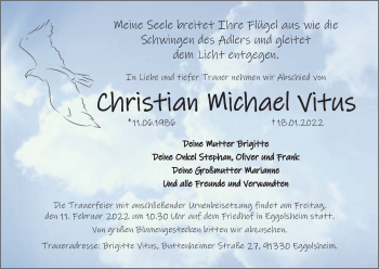 Anzeige von Christian Michael Vitus von MGO