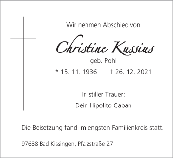 Anzeige von Christine Kussius von MGO