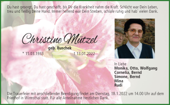 Anzeige von Christine Mützel von MGO