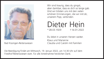 Anzeige von Dieter Hein von MGO