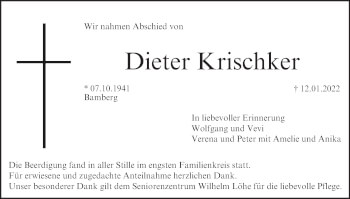 Anzeige von Dieter Krischker von MGO