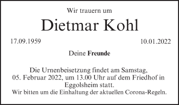 Anzeige von Dietmar Kohl von MGO
