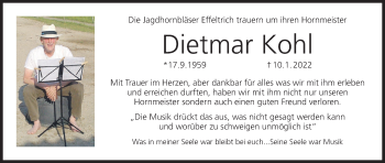 Anzeige von Dietmar Kohl von MGO