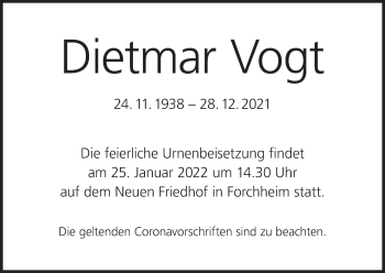Anzeige von Dietmar Vogt von MGO