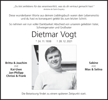 Anzeige von Dietmar Vogt von MGO