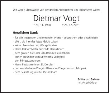 Anzeige von Dietmar Vogt von MGO