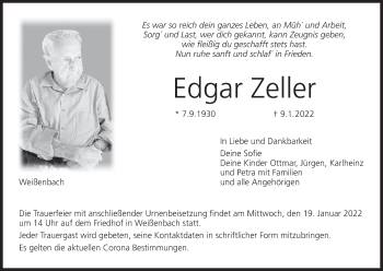 Anzeige von Edgar Zeller von MGO