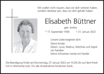 Anzeige von Elisabeth Büttner von MGO