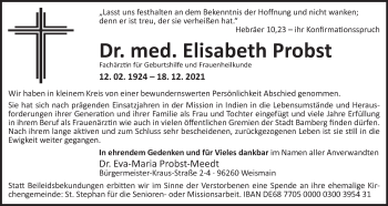 Anzeige von Elisabeth Probst von MGO