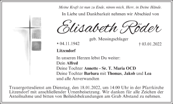 Anzeige von Elisabeth Röder von MGO