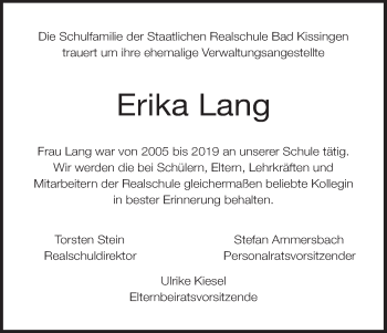 Anzeige von Erika Lang von MGO