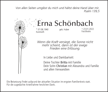 Anzeige von Erna  Schönbach von MGO