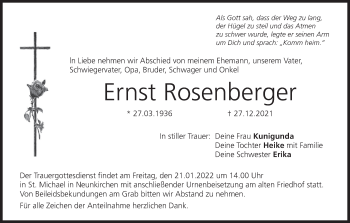 Anzeige von Ernst Rosenberger von MGO
