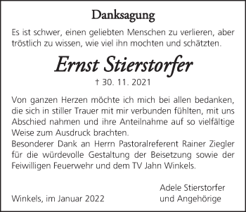 Anzeige von Ernst Stierstorfer von MGO
