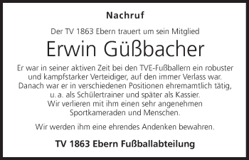 Anzeige von Erwin Güßbacher von MGO