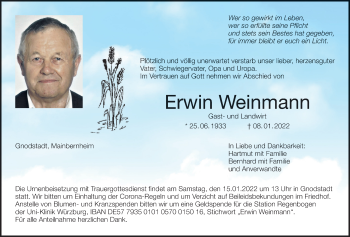 Anzeige von Erwin Weinmann von MGO
